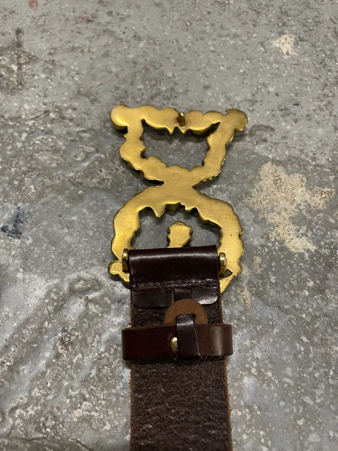 2000s Dolce & Gabbana Baroque Golden Buckle Leather Belt - Image 9