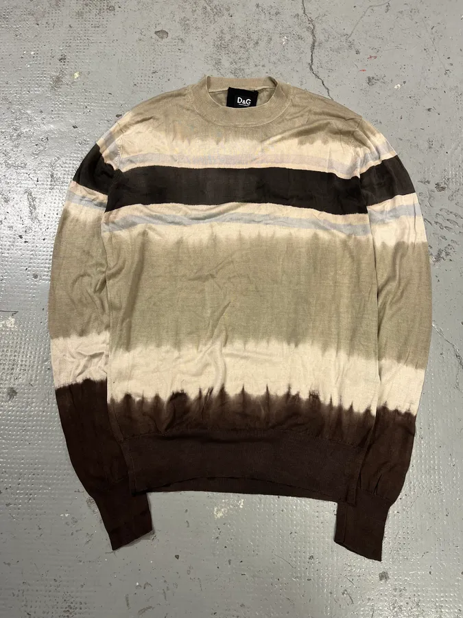 2000s Dolce & Gabbana Beige & Brown Gradient Light Sweater - Image 3