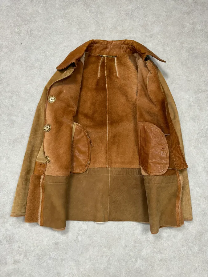2000s Dolce & Gabbana Beige & Brown Hybrid Fur Leather Jacket - Image 8