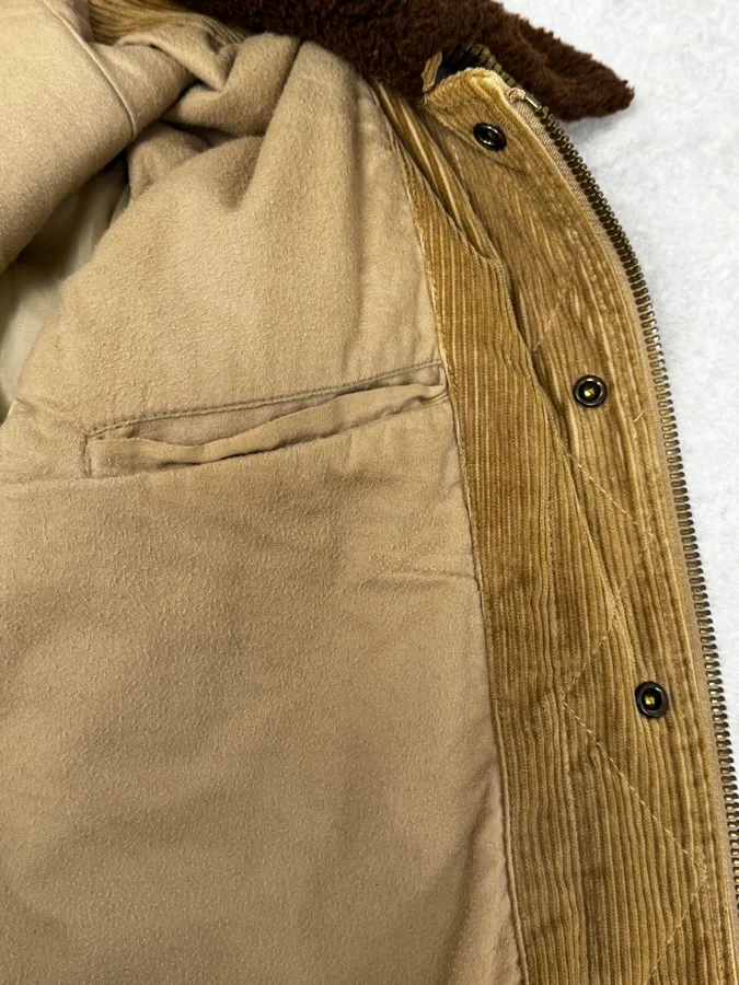 2000s Dolce & Gabbana Beige Corduroy Brown Collar Jacket - Image 11