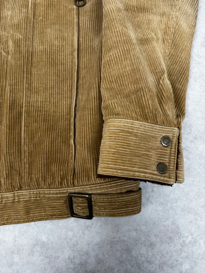 2000s Dolce & Gabbana Beige Corduroy Brown Collar Jacket - Image 8