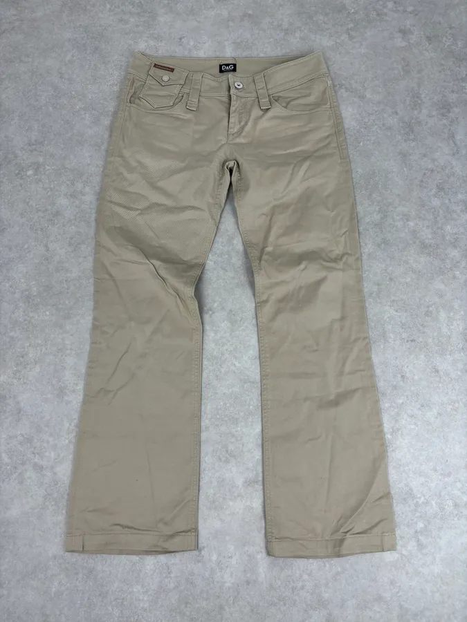 2000s Dolce & Gabbana Beige Cotton Cargo Chinos