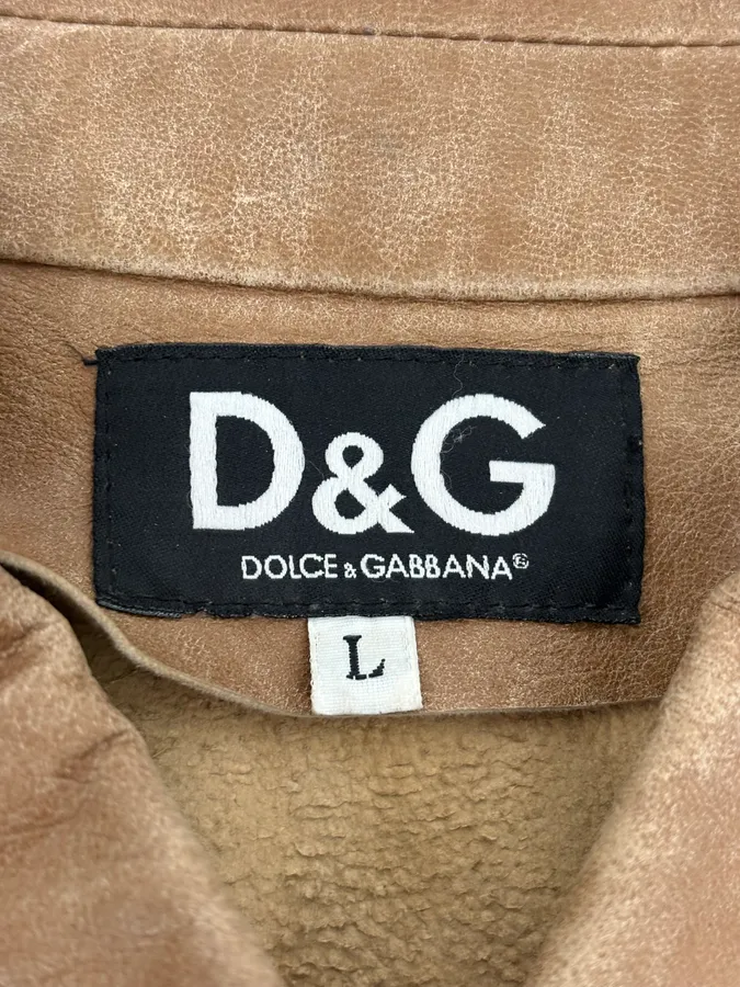 2000s Dolce & Gabbana Beige Rodeo Leather Jacket - Image 11