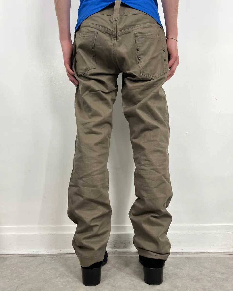 2000s Dolce & Gabbana Beige Waxed Pants - Image 3