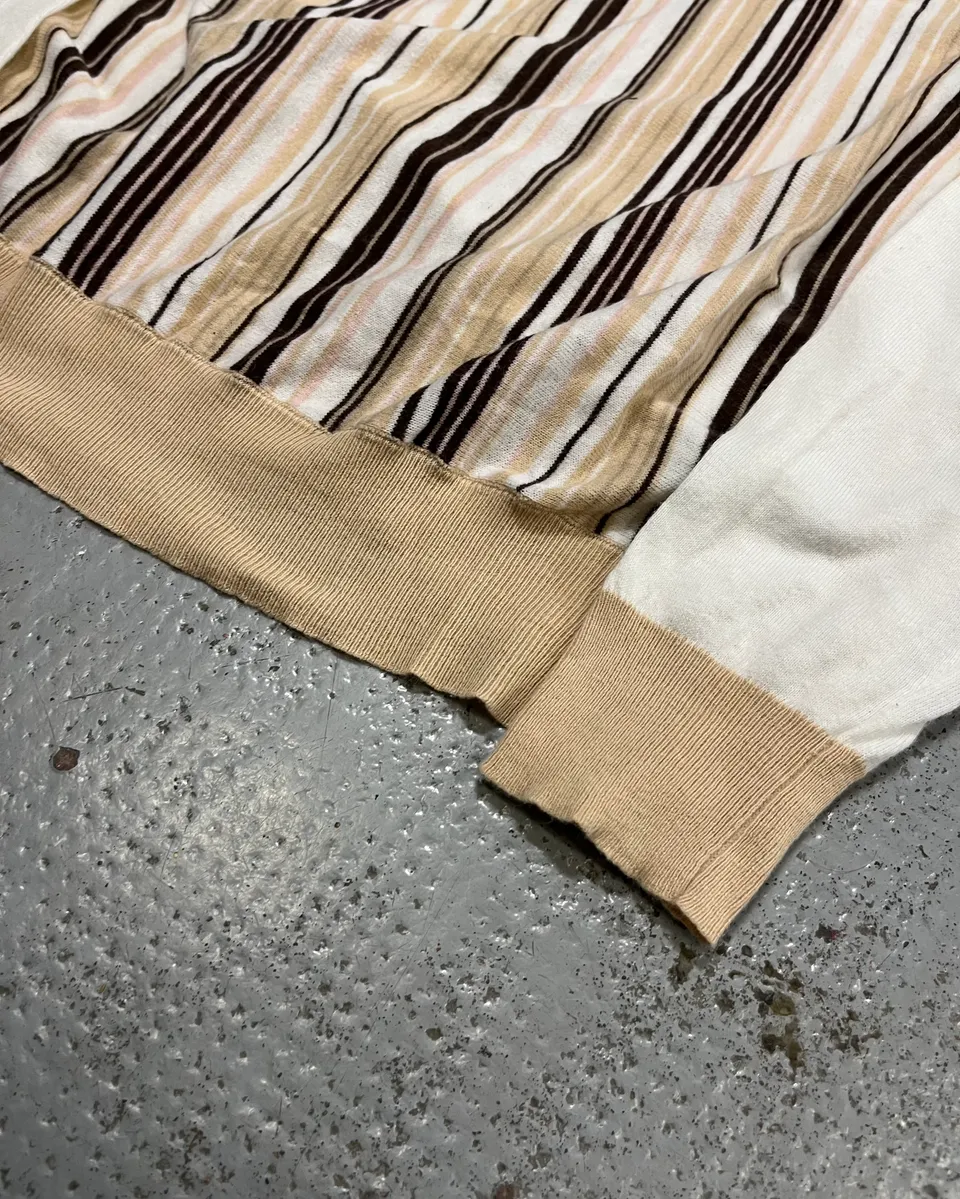 2000s Dolce & Gabbana Beige & White Striped Polo Sweater - Image 6