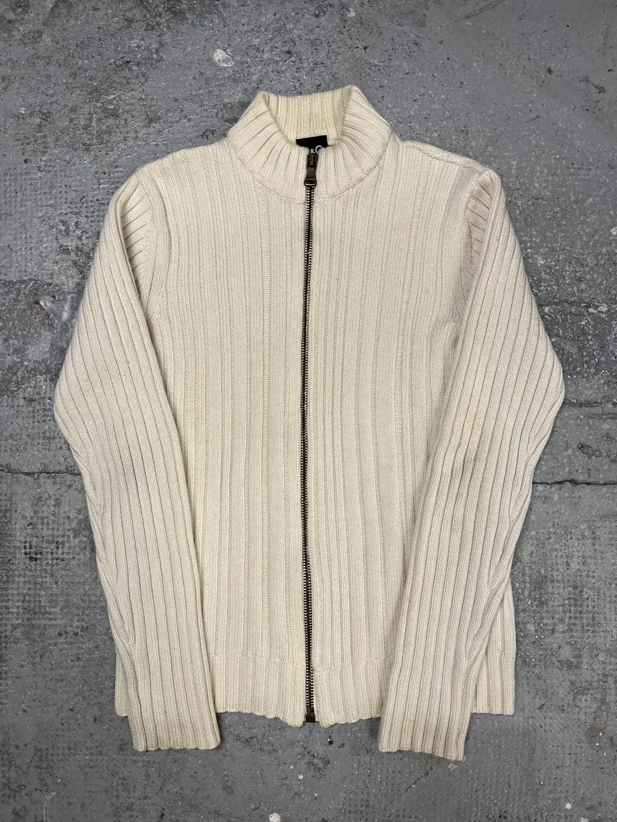 2000s Dolce & Gabbana Beige Wool Zip Up Cardigan Sweater - Image 3