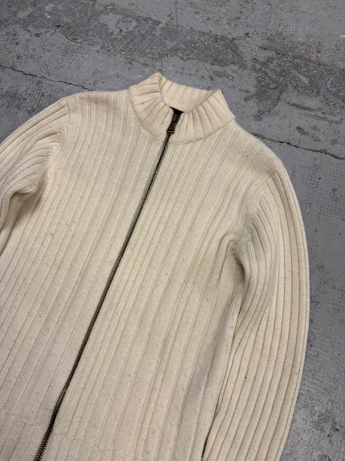 2000s Dolce & Gabbana Beige Wool Zip-Up Sweater - Image 6