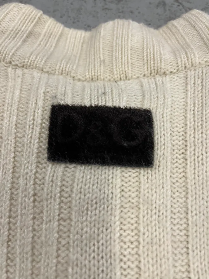 2000s Dolce & Gabbana Beige Wool Zip-Up Sweater - Image 6