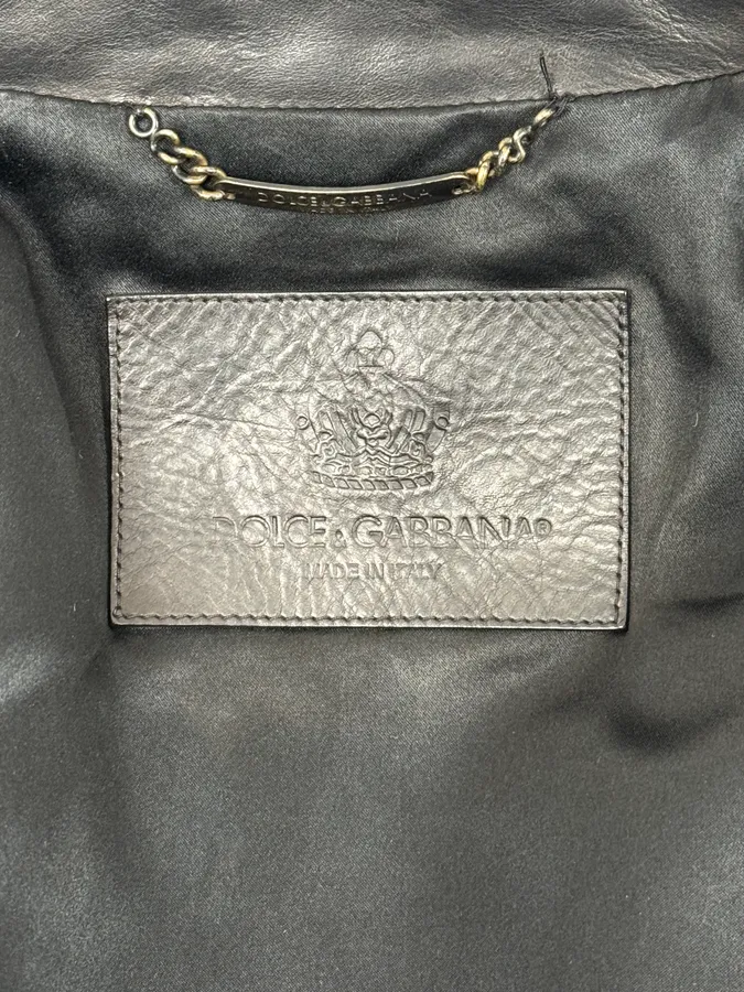 2000s Dolce & Gabbana Biker Black Leather Jacket - Image 10