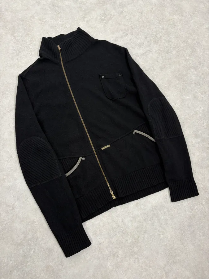 2000s Dolce & Gabbana Black Asymmetrical Zip Wool Sweater - Image 4