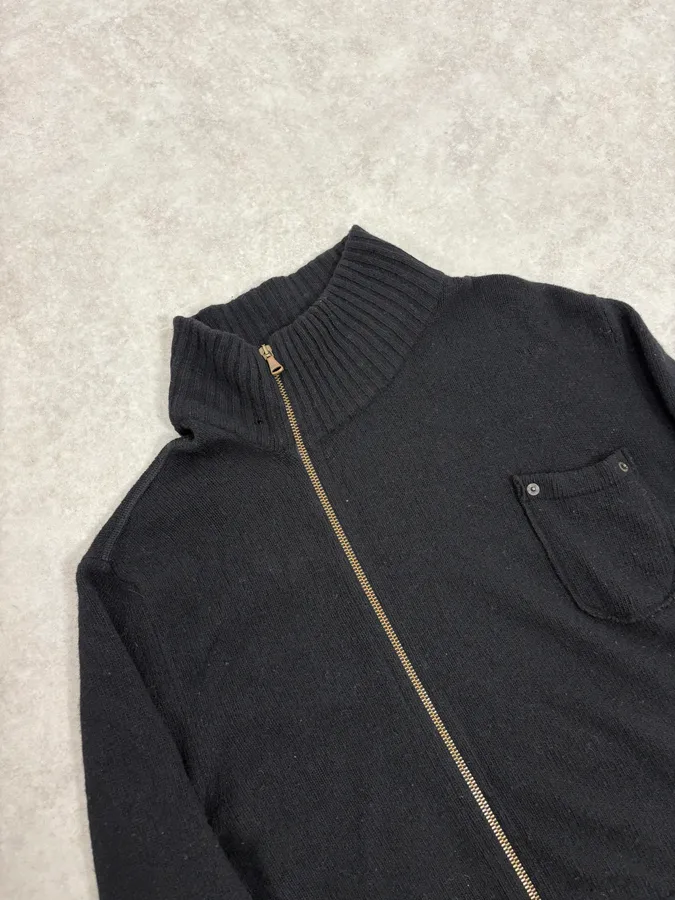 2000s Dolce & Gabbana Black Asymmetrical Zip Wool Sweater - Image 5