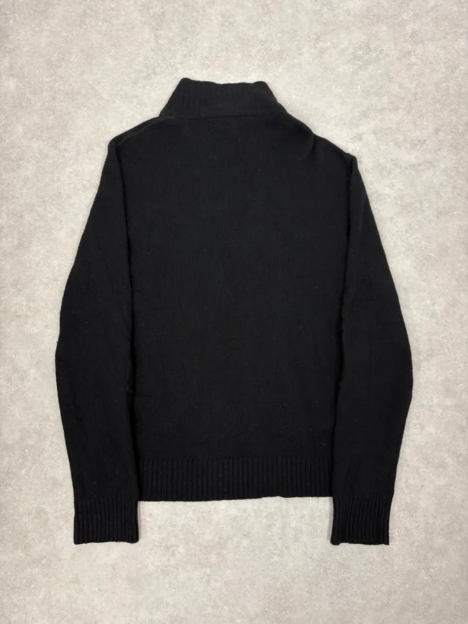 2000s Dolce & Gabbana Black Asymmetrical Zip Wool Sweater - Image 6