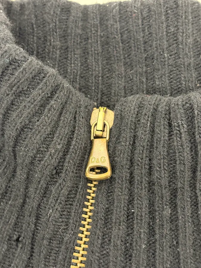 2000s Dolce & Gabbana Black Asymmetrical Zip Wool Sweater - Image 8