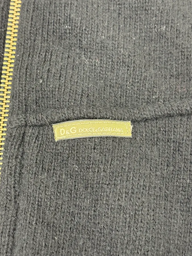2000s Dolce & Gabbana Black Asymmetrical Zip Wool Sweater - Image 9