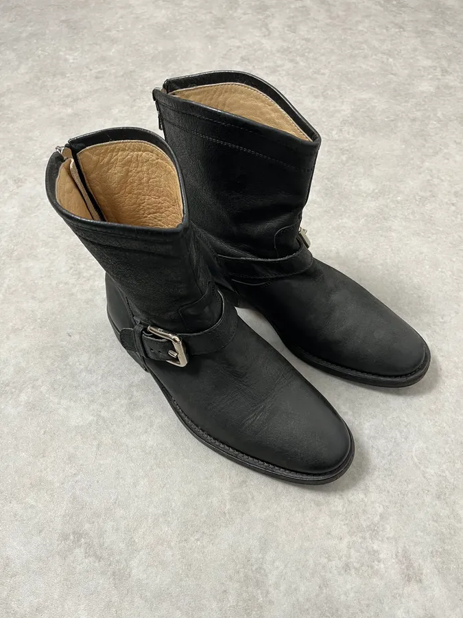 2000s Dolce & Gabbana Black Buckle Leather Boots - Image 6