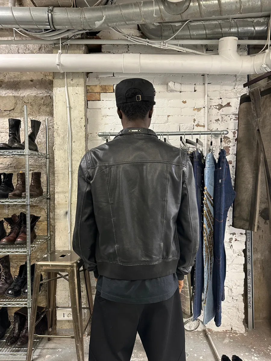 2000s Dolce & Gabbana Black Button Ups Leather Rebel Jacket - Image 9