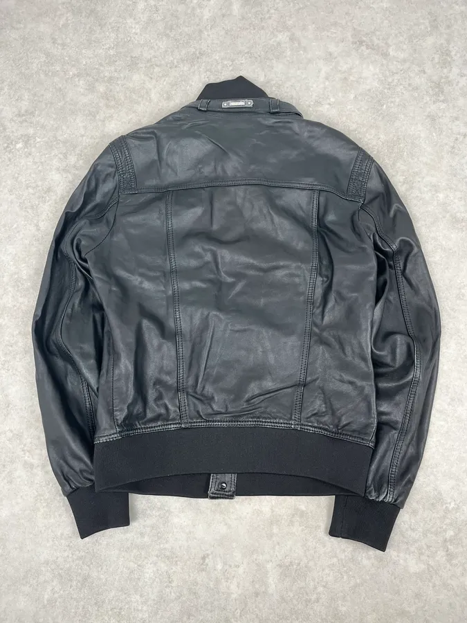 2000s Dolce & Gabbana Black Buttoned Biker Leather Jacket - Image 6