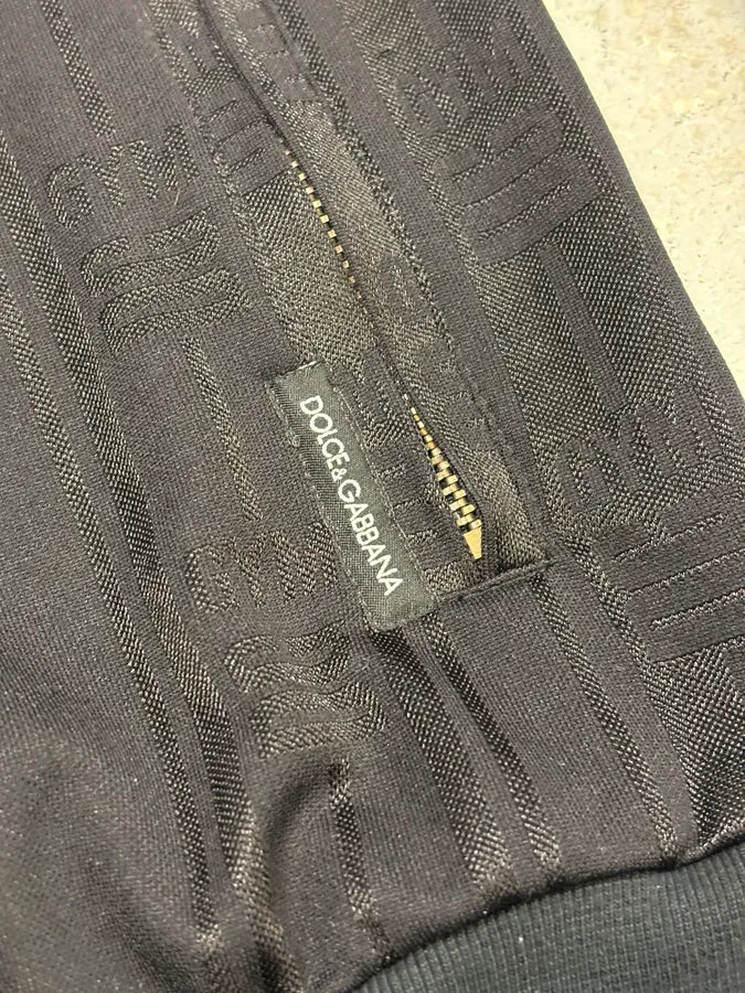 2000s Dolce & Gabbana Black Cotton Zip-up Lined Sweater - Image 10