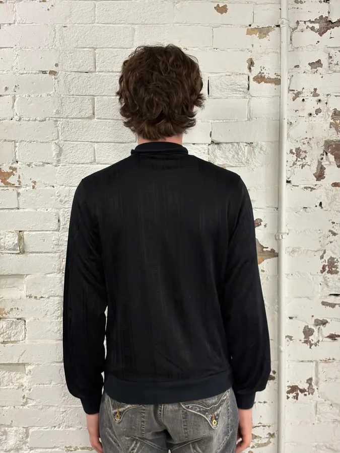 2000s Dolce & Gabbana Black Cotton Zip-up Lined Sweater - Image 3