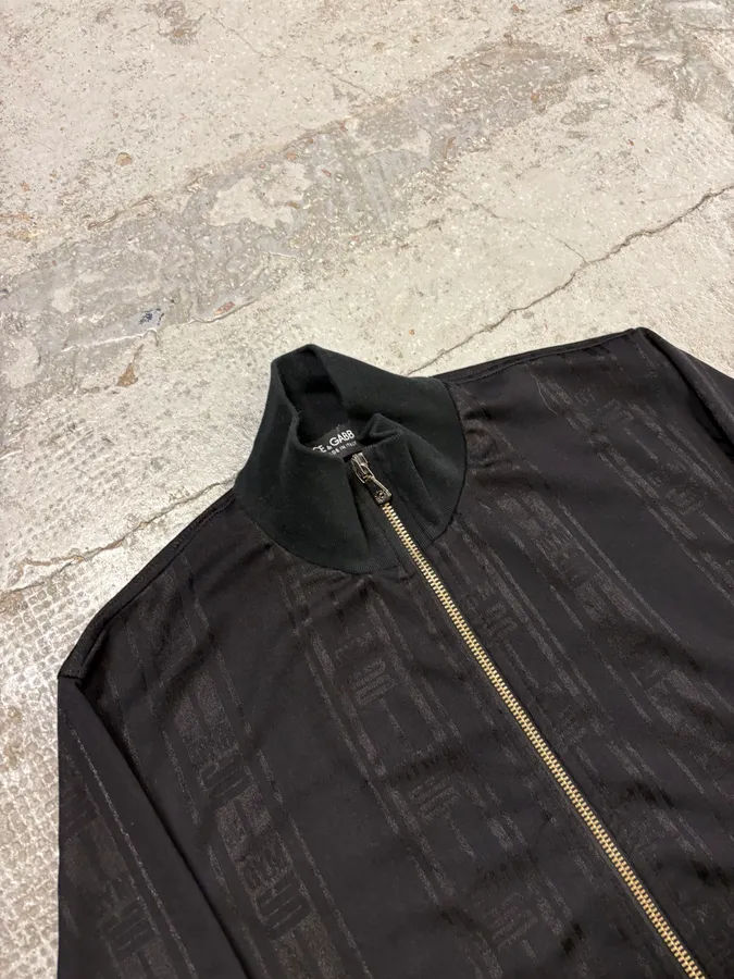 2000s Dolce & Gabbana Black Cotton Zip-up Lined Sweater - Image 5