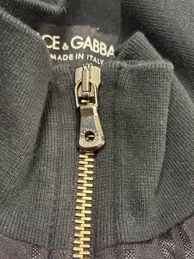 2000s Dolce & Gabbana Black Cotton Zip-up Lined Sweater - Image 9