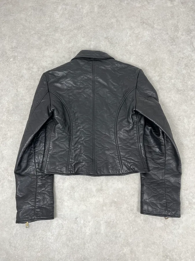 2000s Dolce & Gabbana Black Cropped Premium Biker Leather Jacket - Image 6