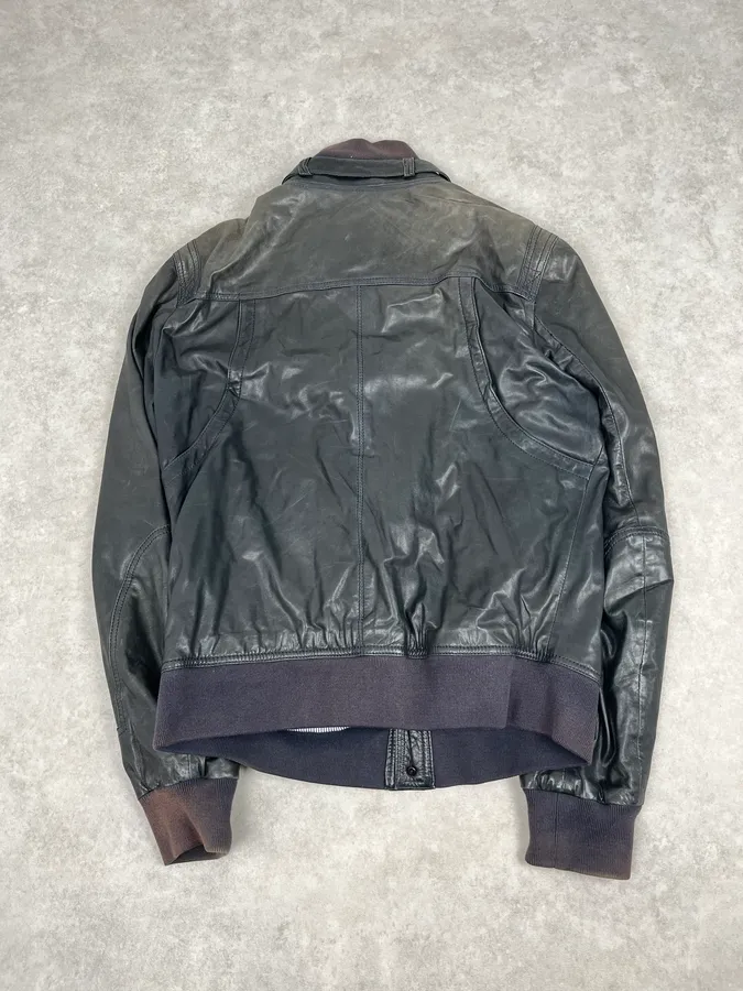 2000s Dolce & Gabbana Black Detachable Collar Leather Jacket - Image 6