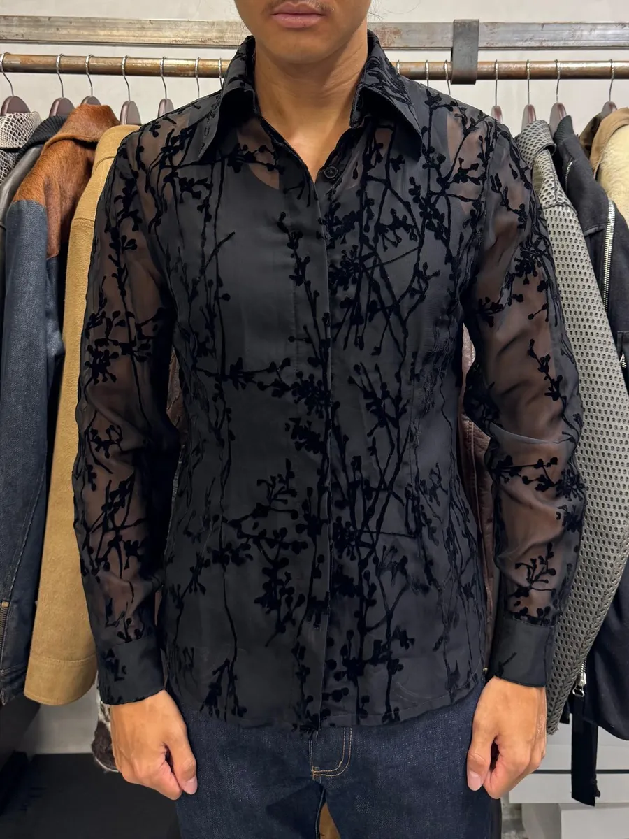 2000s Dolce & Gabbana Black Embroidered Transparent Shirt - Image 2
