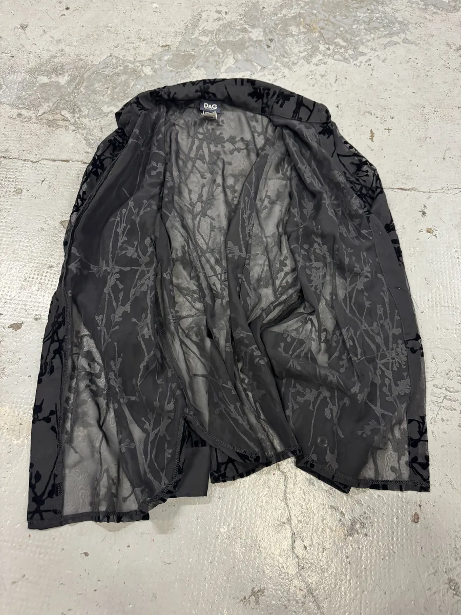 2000s Dolce & Gabbana Black Embroidered Transparent Shirt - Image 6