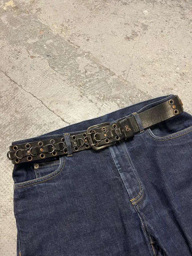 2000s Dolce & Gabbana Black Eyled Leather Belt - Image 2