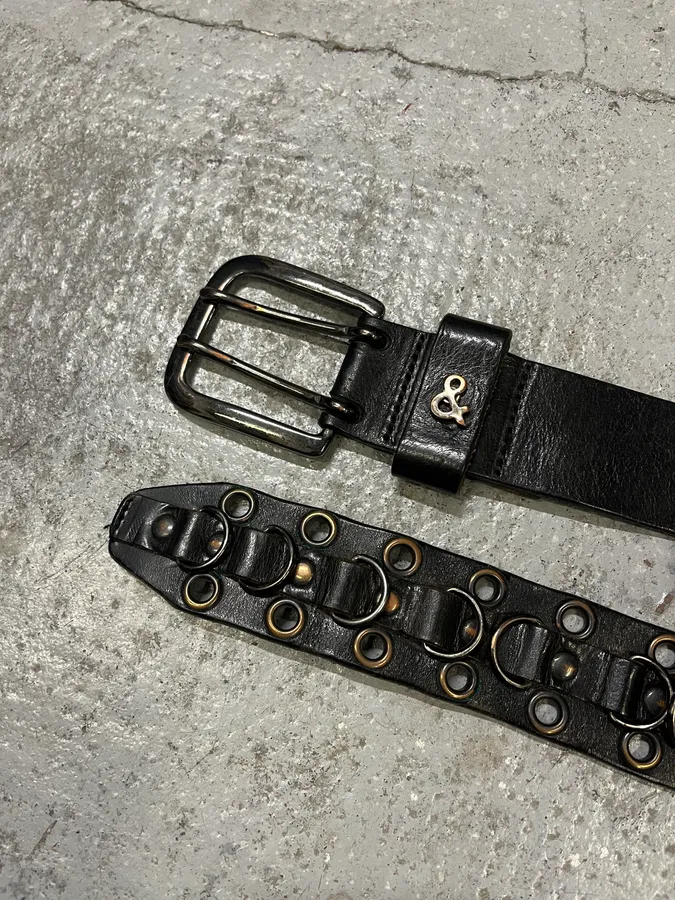 2000s Dolce & Gabbana Black Eyled Leather Belt - Image 5