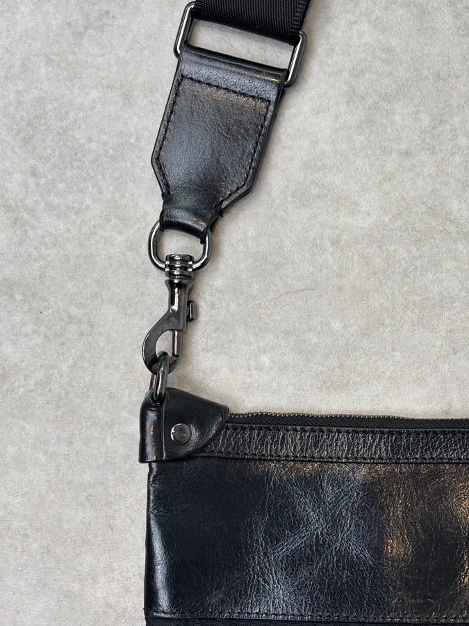 2000s Dolce & Gabbana Black Hybrid Leather Shoulder Bag - Image 8