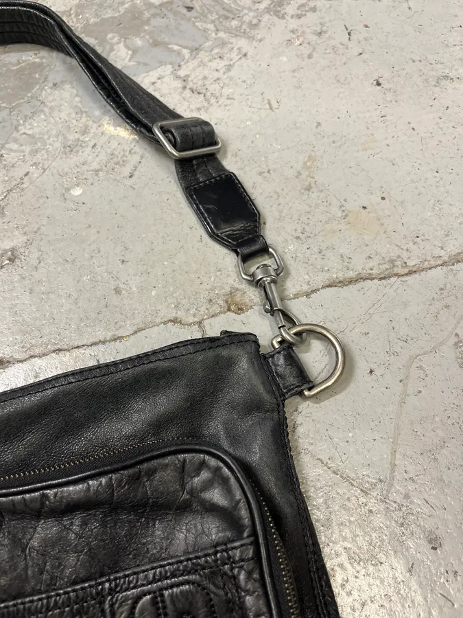2000s Dolce & Gabbana Black Leather Cargo Shoulder Bag - Image 3