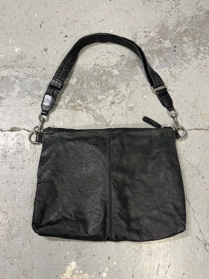 2000s Dolce & Gabbana Black Leather Cargo Shoulder Bag - Image 5