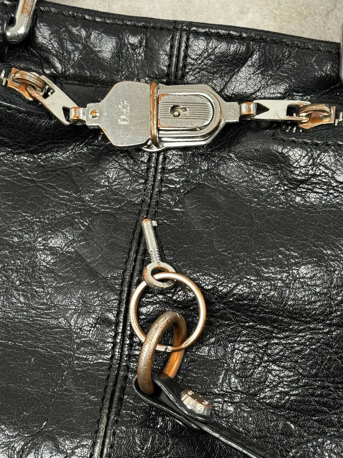 2000s Dolce & Gabbana Black Leather Handle Bag - Image 9