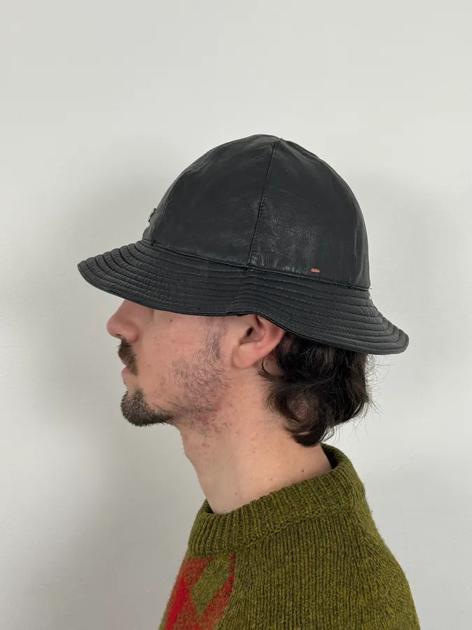 2000s Dolce & Gabbana Black Leather Hat - Image 3