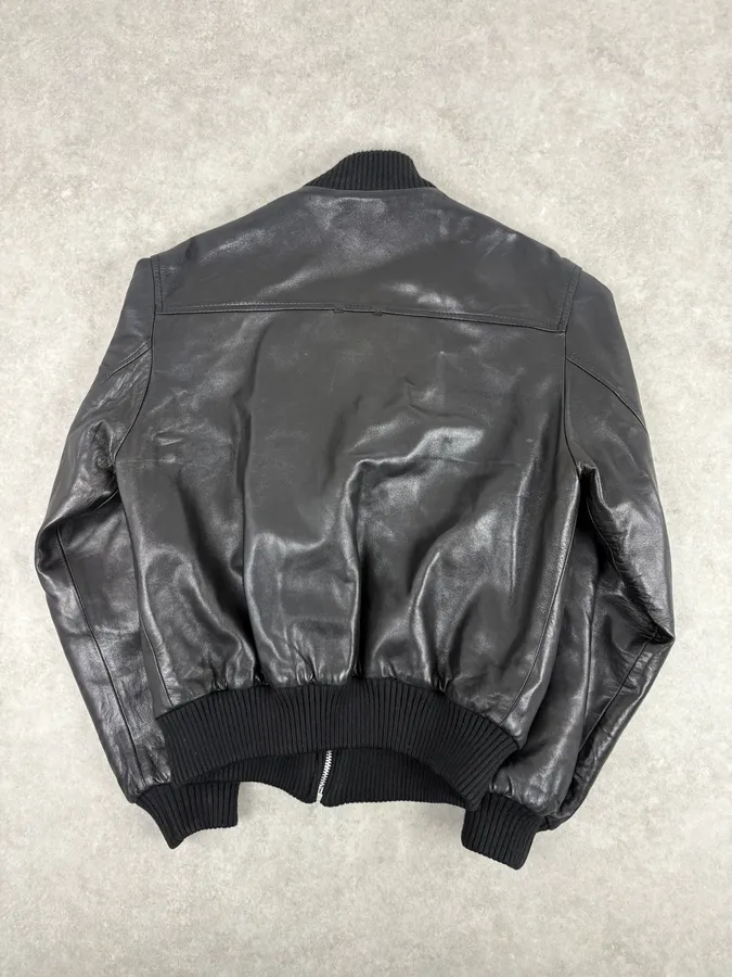 2000s Dolce & Gabbana Black Leather Mafia Aviator Bomber Jacket - Image 5