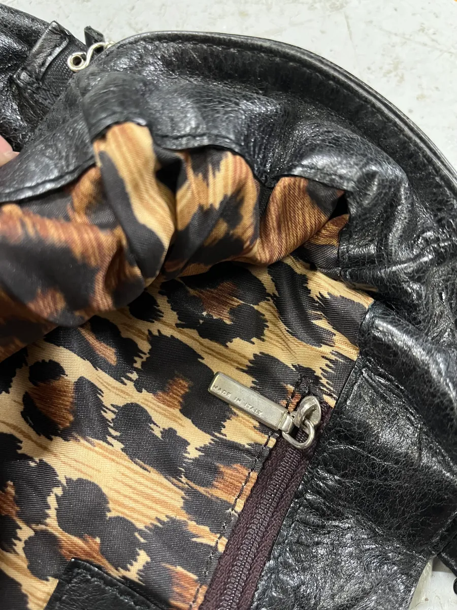 2000s Dolce & Gabbana Black Leather Metal Laced Handle Bag - Image 8