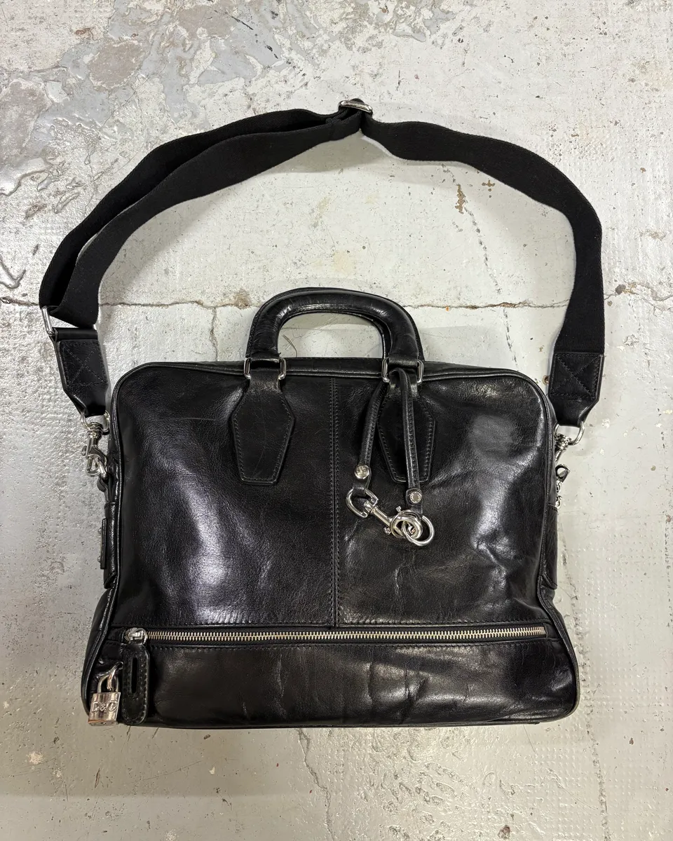 2000s Dolce & Gabbana Black Leather Minimalist Shoulder Bag