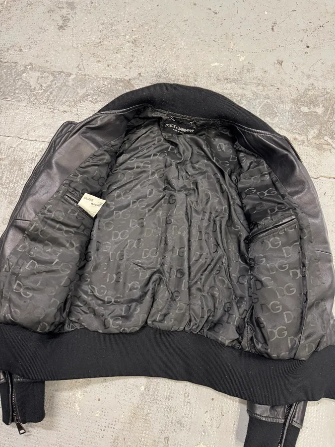 2000s Dolce & Gabbana Black Leather Multi-Zip Jacket - Image 7