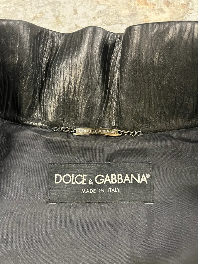 2000s Dolce & Gabbana Black Leather Premium Jacket - Image 10