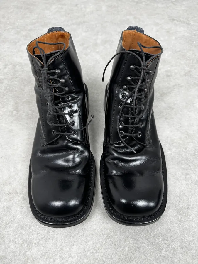 2000s Dolce & Gabbana Black Leather Ranger Boots - Image 2