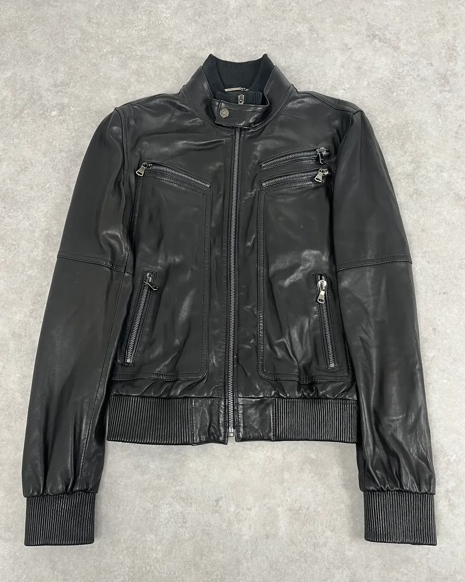 2000s Dolce & Gabbana Black  Multi-Zip Leather Jacket