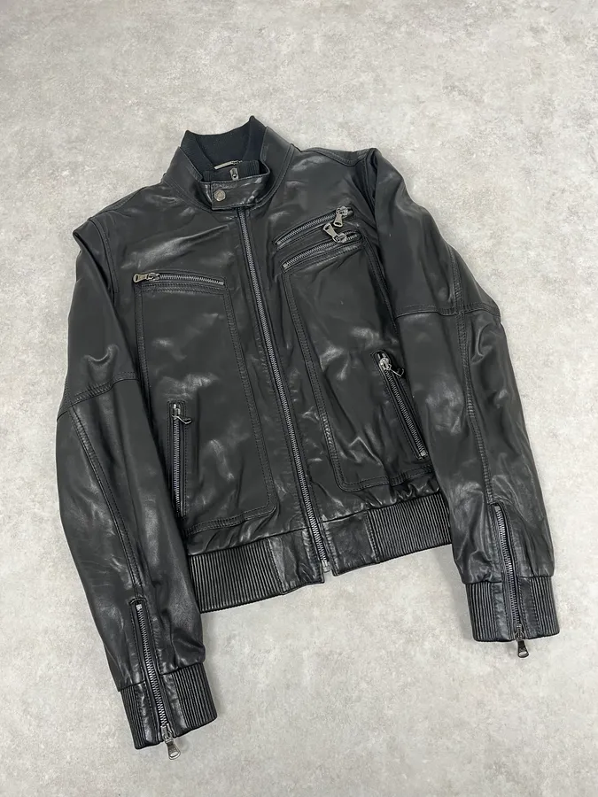 2000s Dolce & Gabbana Black  Multi-Zip Leather Jacket - Image 4