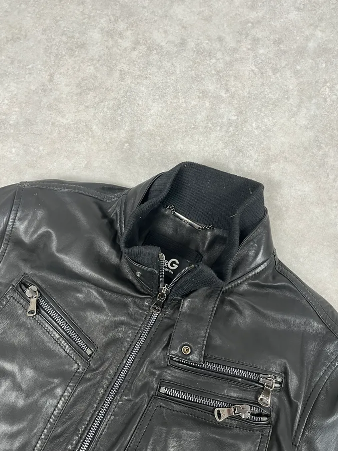 2000s Dolce & Gabbana Black  Multi-Zip Leather Jacket - Image 5