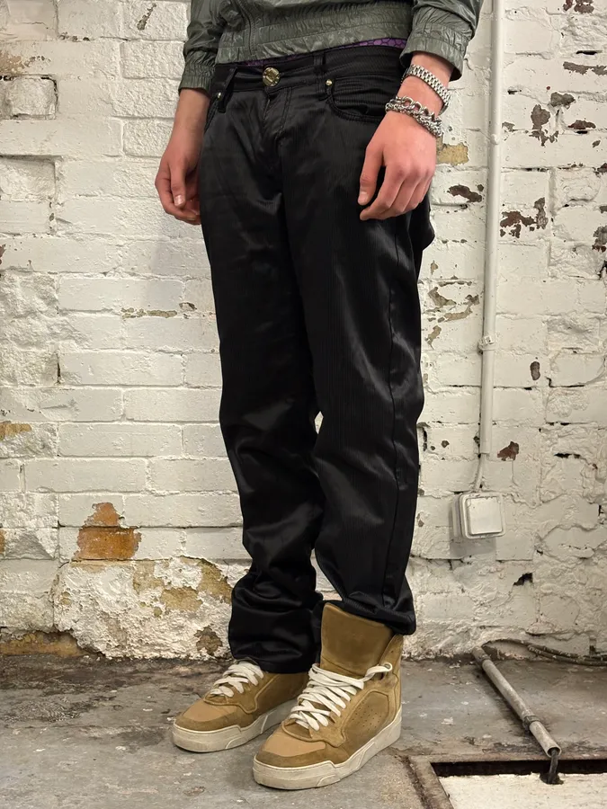 2000s Dolce & Gabbana Black Obscure Shinny Pants - Image 3