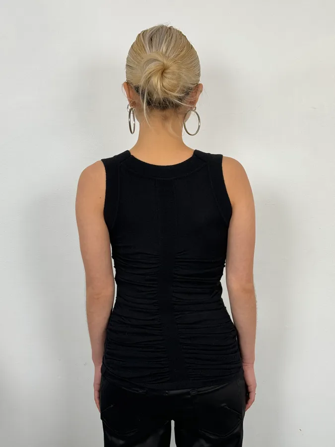 2000s Dolce & Gabbana Black Pleats Tank Top - Image 3