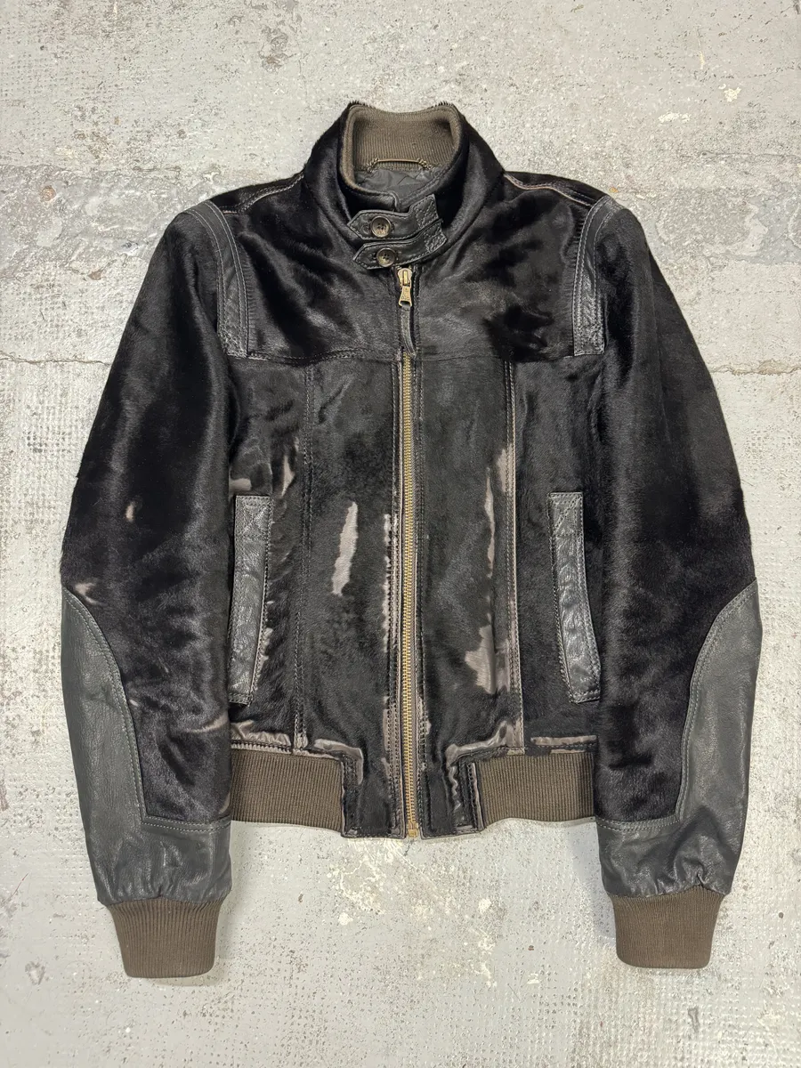 2000s Dolce & Gabbana Black Pony Hair Leather Jacket