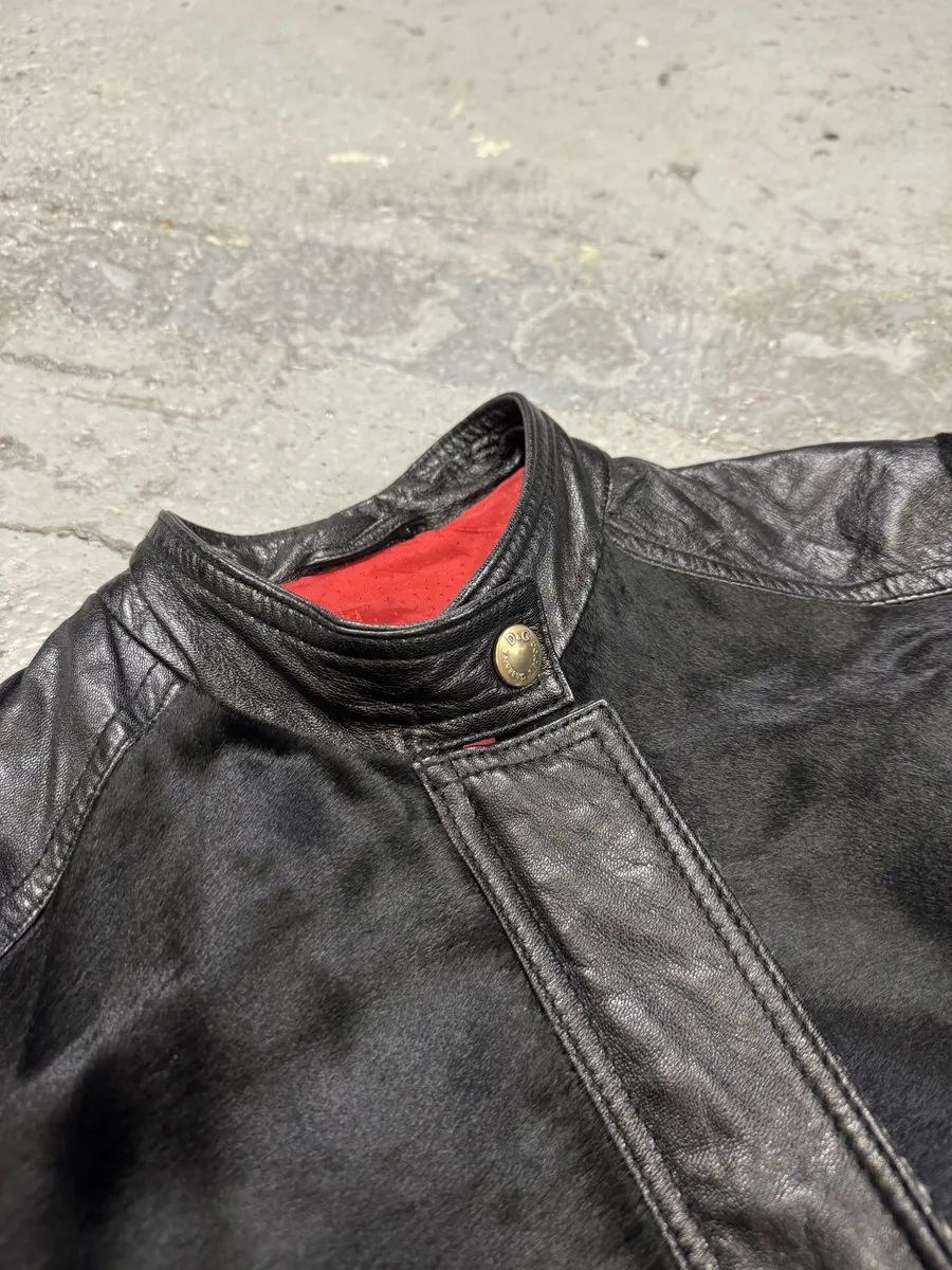 2000s Dolce & Gabbana Black Pony Hair Leather Jacket - Image 6