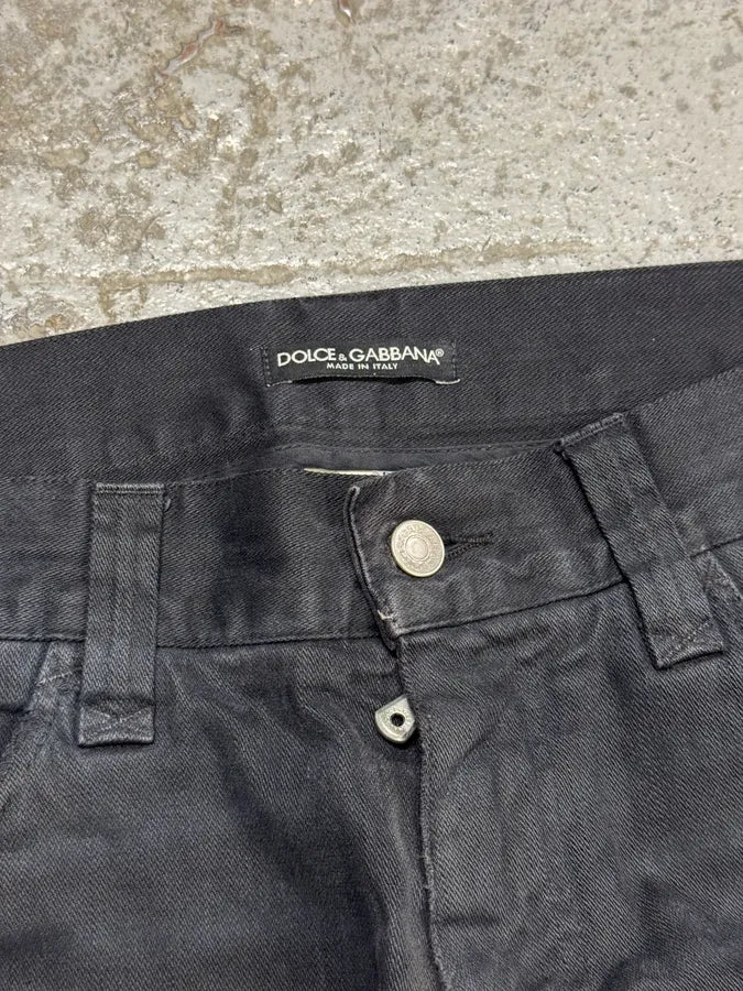 2000s Dolce & Gabbana Black Ripped Straight Jeans - Image 9